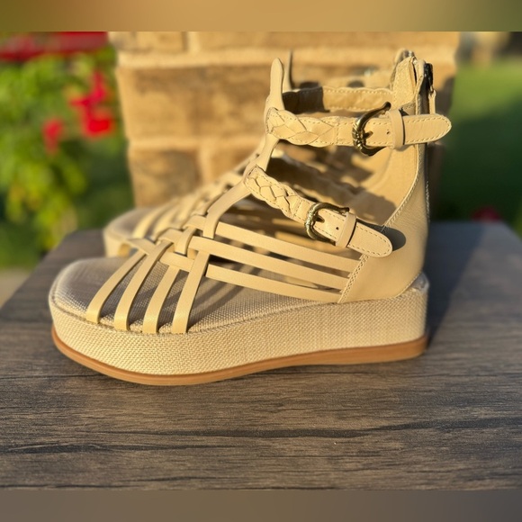 Sam Edelman Nicki Ankle Strap Platform (Women) Linen Gladiator Sandals Sz 7 - Picture 7 of 11